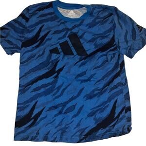 Adidas Blue/Black Camouflage Tee - Youth Small
